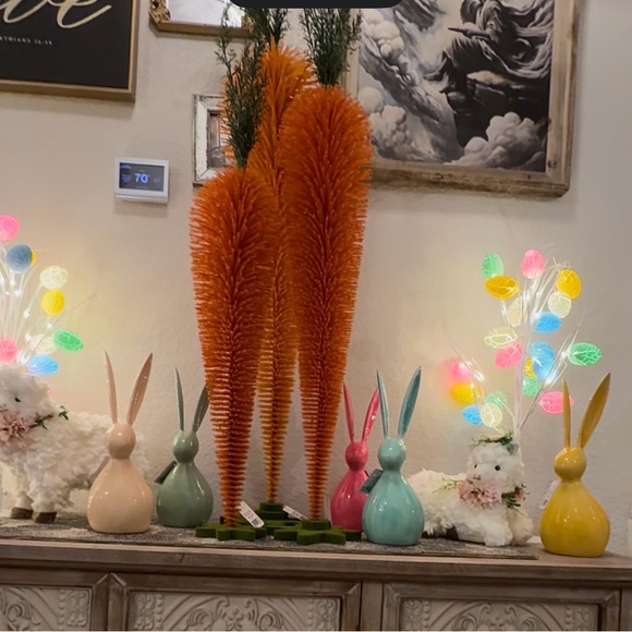 Large Metal Easter Bunny Decor – 12” Glossy Spring Figurine (Assorted) - Picture 2 of 12